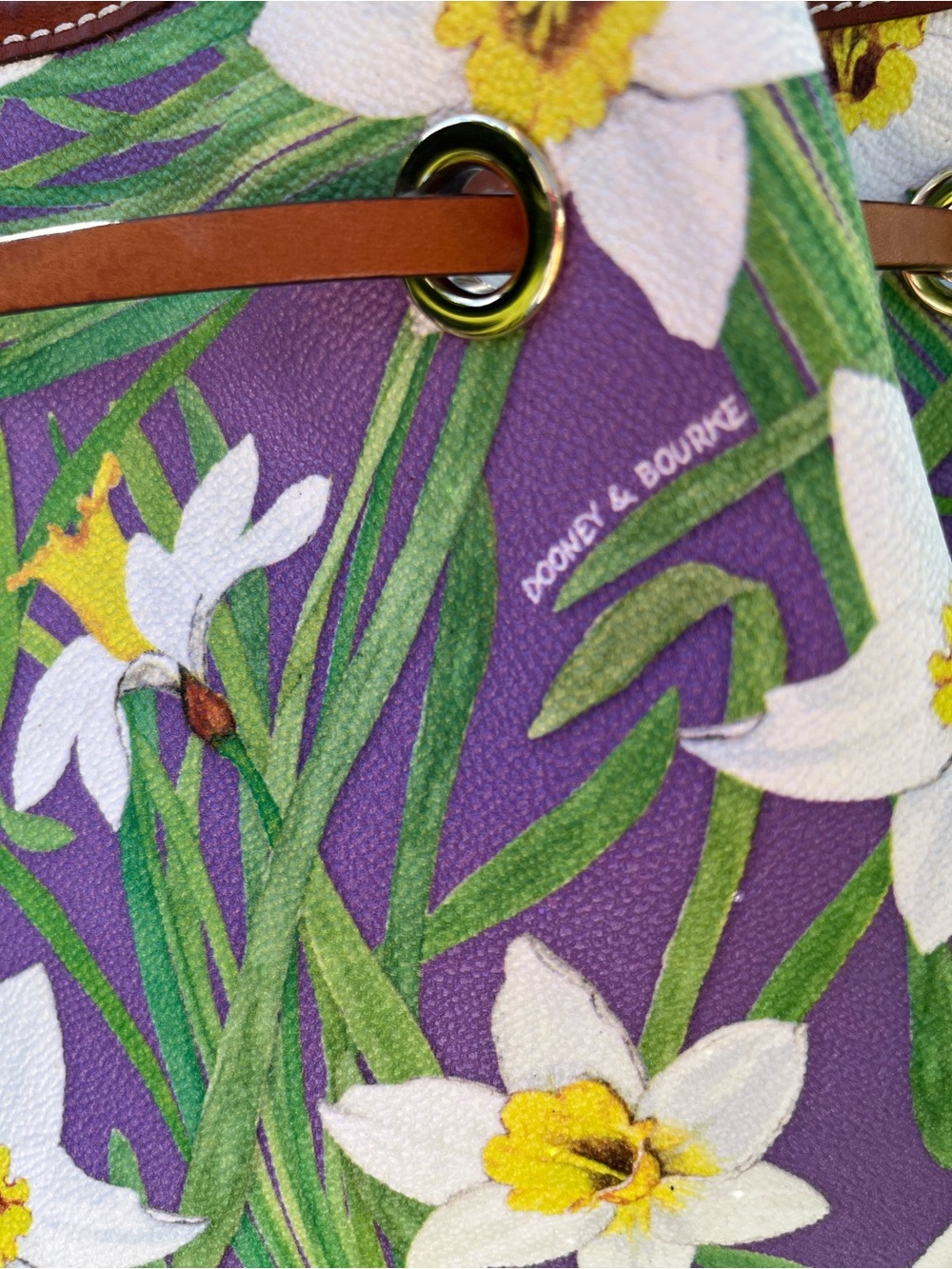 Dooney & Bourke Purple Daffodil Drawstring Bucket Bag - Picture 3 of 15